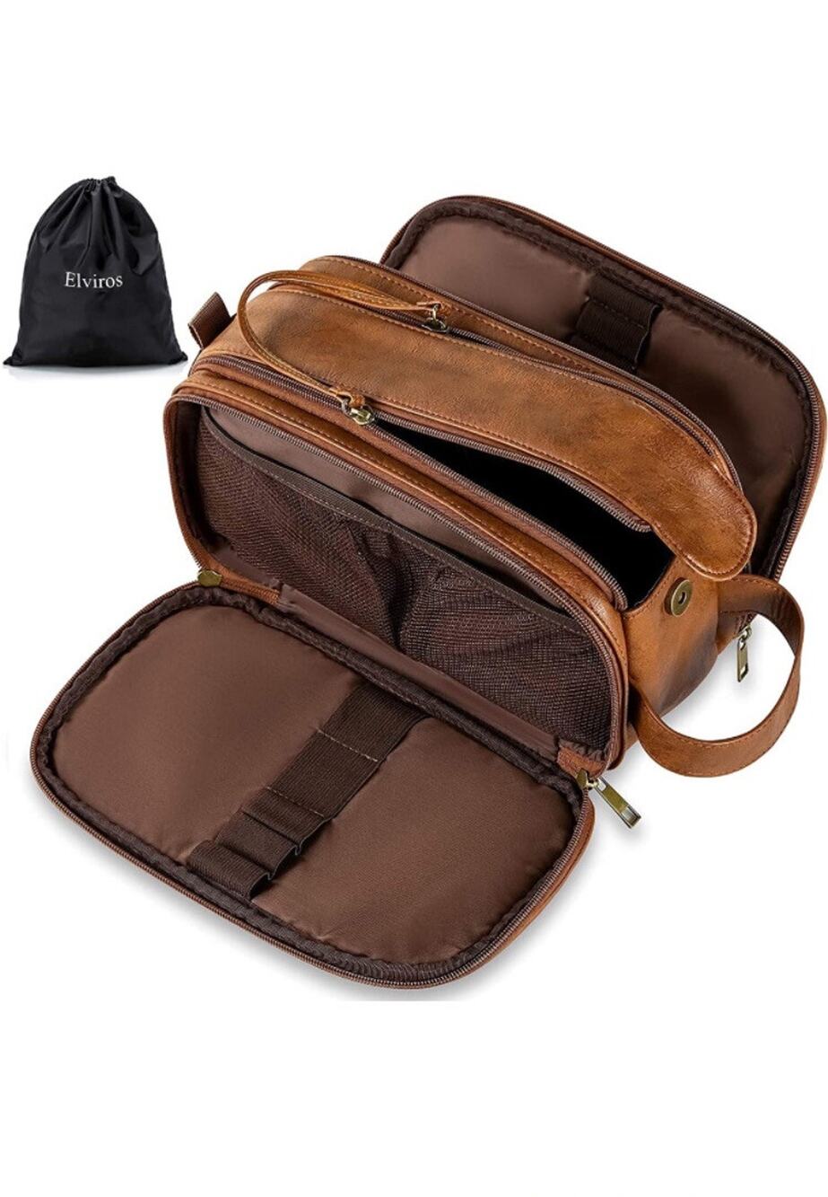 Elviros Large Toiletry Bag Travel Shaving Dopp Kit Water‑Resistant Organizer